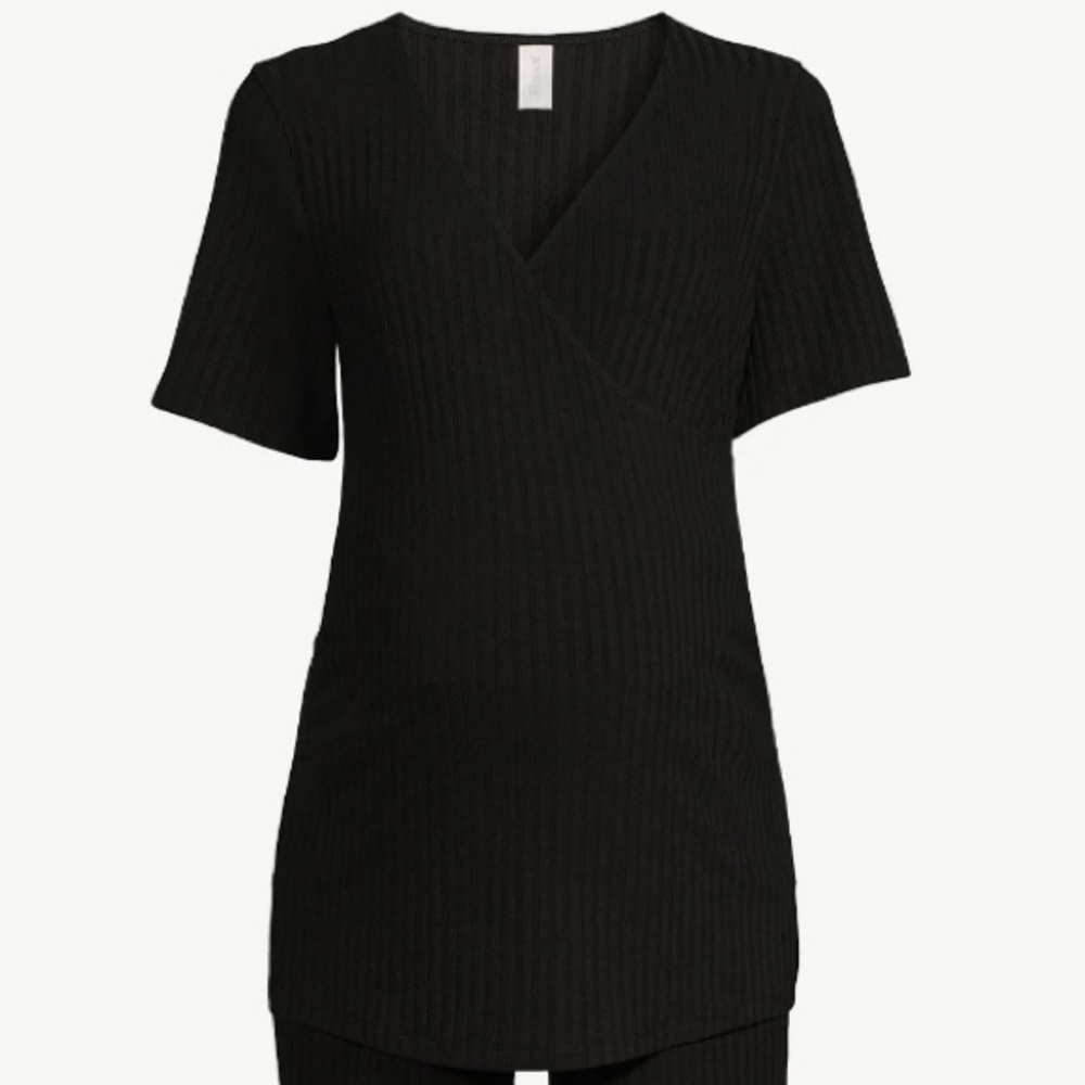 Joyspun Women's Maternity Short Sleeve Wrap Top